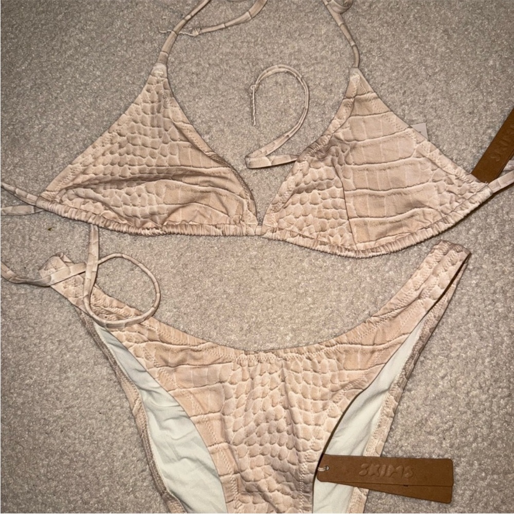 SKIMS Textured Bikini Set in Light Tan